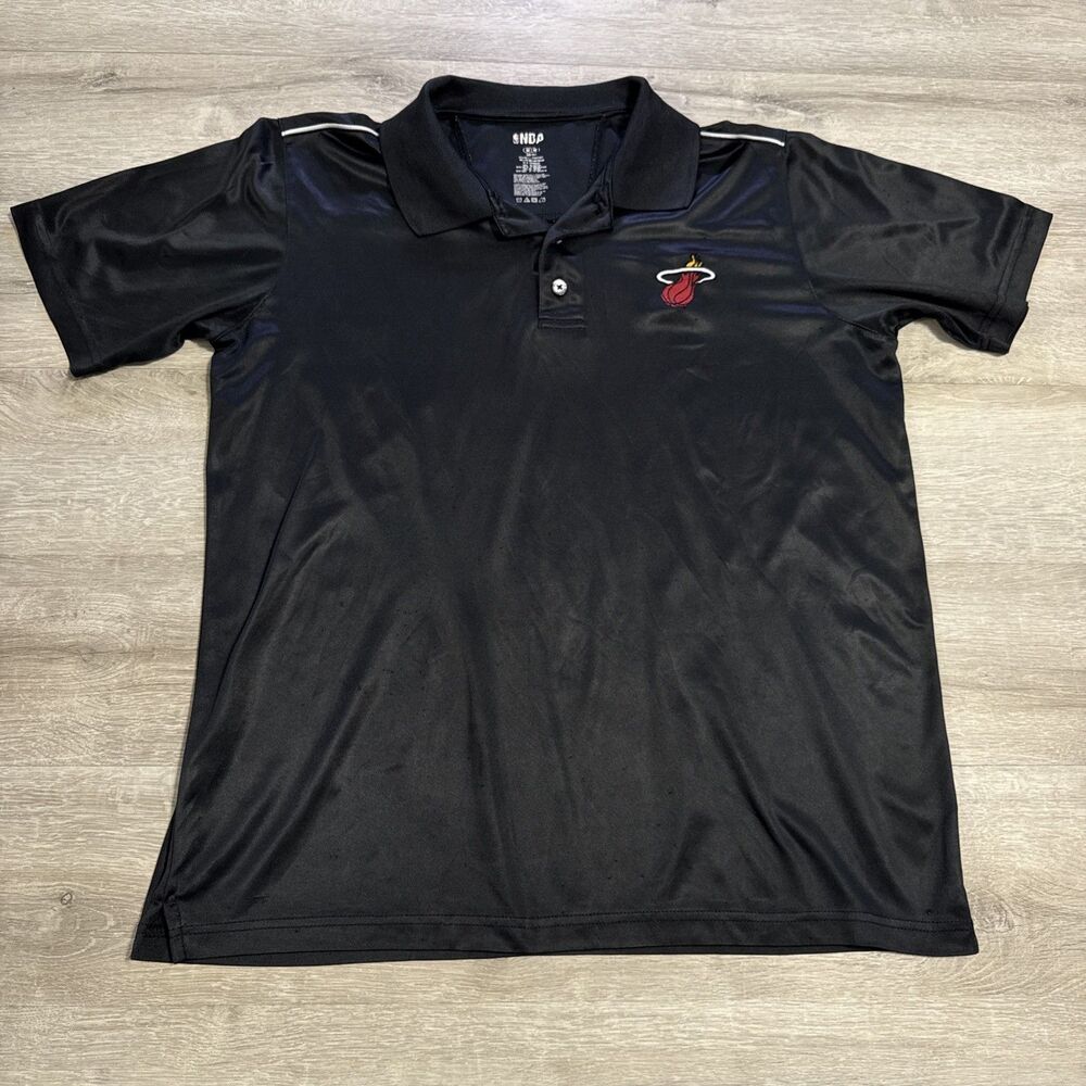 Miami Heat Shirt NBA Men’s Black Performance Polo Medium Embroidered Logo